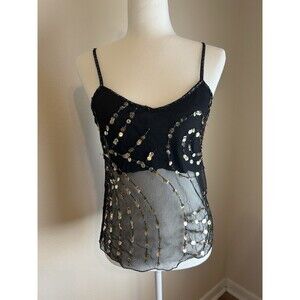 Y2K Grunge Cyber Indie Retro 90s Inspired Sheer Women’s Size S Beaded Sequin